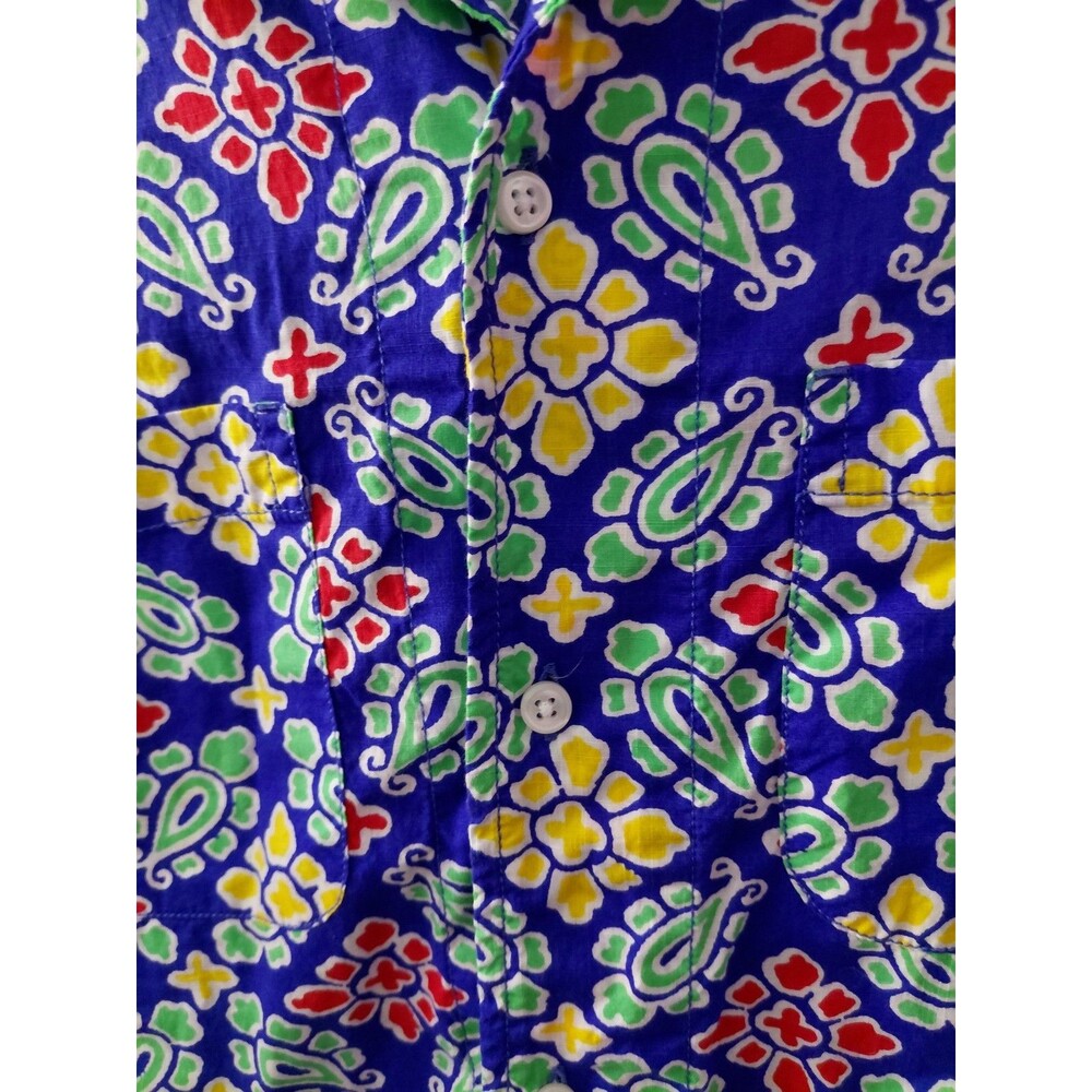 J Crew Hawaiian Shirt Men's Med Blue Floral Short Sleeve Button Up Camp Resort - Picture 3 of 10